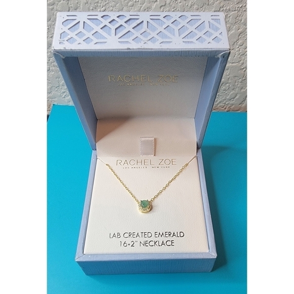 New Rachel Zoe Lab Created Emerald Necklace - Picture 1 of 6
